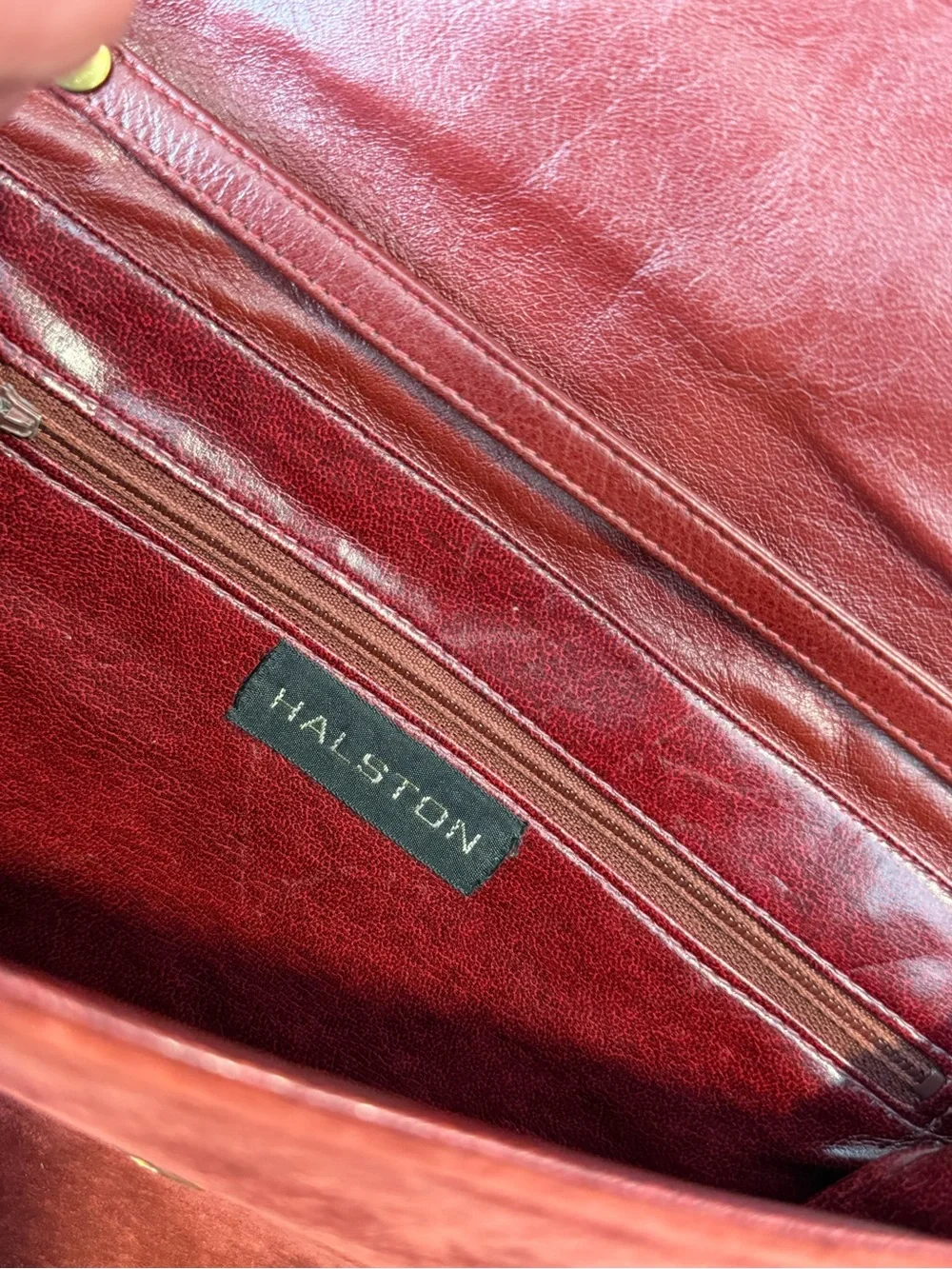 Vintage Halston Burgundy Suede Leather Saddle Crossbody Bag